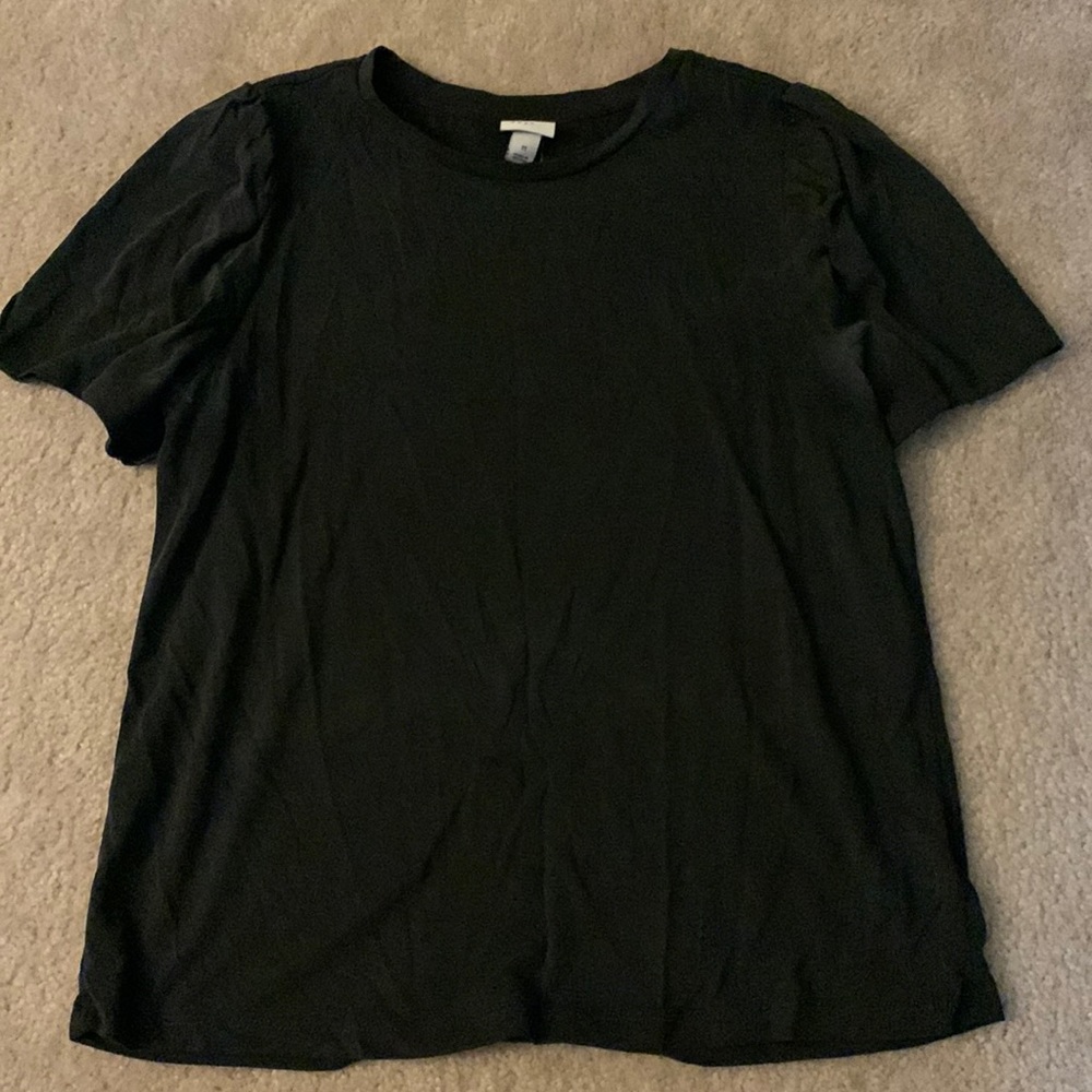 Black ruffle shoulder blouse